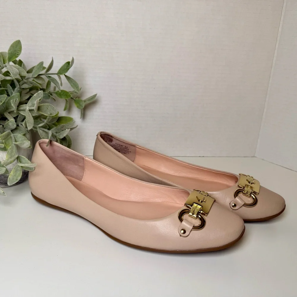 Kate Spade New York Phoebe Blush Pink Leather Ballet Flats Size 9.5M Preppy Chic